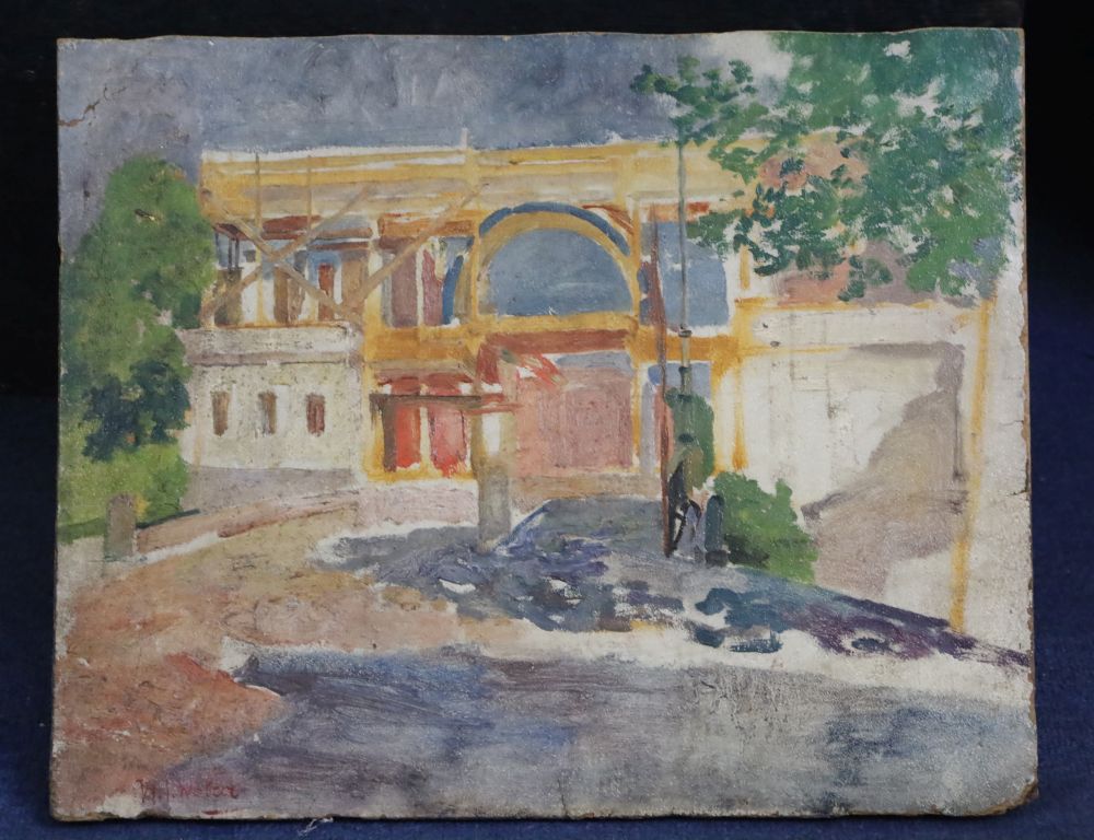 § Hendrik Jan Wolter (1873-1952) Construction on the Via Dell Impero, Rome c.1928 14.5 x 17.75in. unframed.